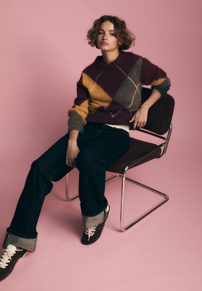 Вязаный джемпер в ромбы