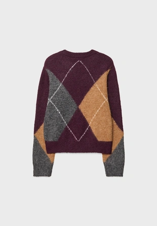 Вязаный джемпер в ромбы- Заказать в России