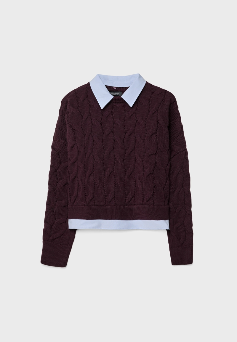 Комбинированный вязаный свитер