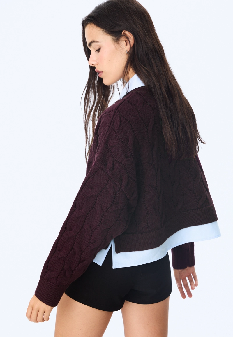 Комбинированный вязаный свитер