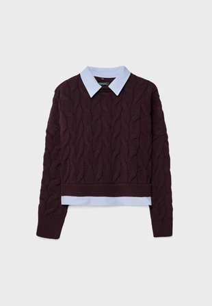 Комбинированный вязаный свитер- Заказать в России