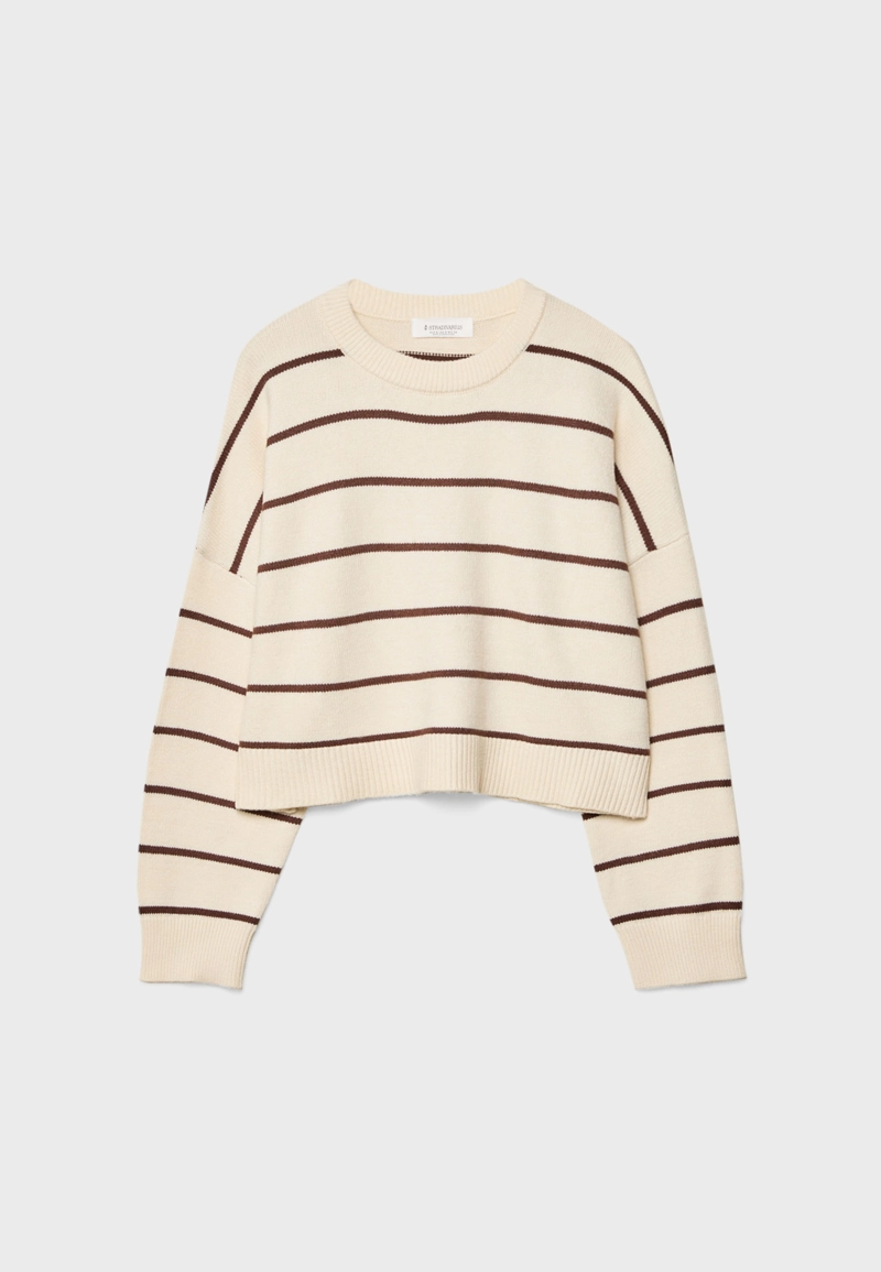 Укороченный полосатый трикотажный свитер