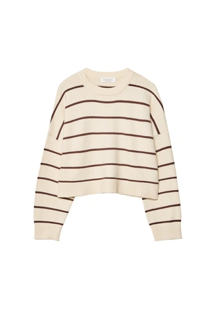 Укороченный полосатый трикотажный свитер- Заказать в России