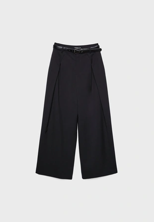 Брюки с большими защипами и ремнем- Заказать в России