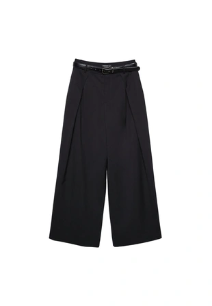 Брюки с большими защипами и ремнем- Заказать в России