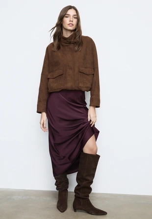 Атласная юбка миди- Заказать в России