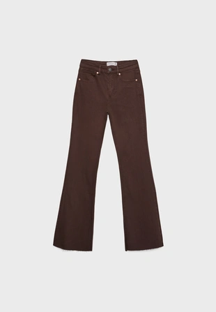 D74 брюки клеш из эластичной ткани с разрезом- Заказать в России