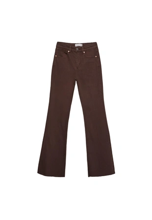 D74 брюки клеш из эластичной ткани с разрезом- Заказать в России