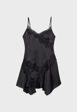 Короткое платье-комбинация с кружевом- Заказать в России