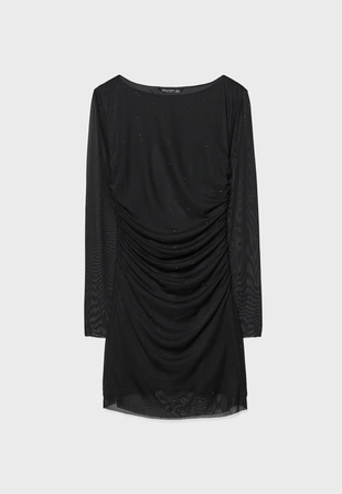 SHORT TULLE DRESS WITH RHINESTONES- Заказать в России