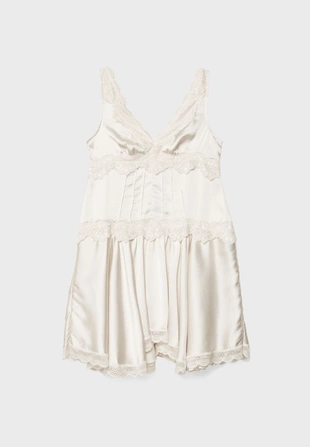 Короткое платье-комбинация с кружевом- Заказать в России