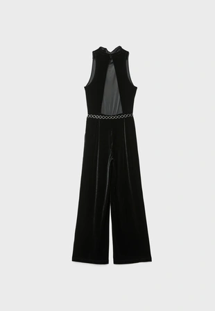 LONG VELVET JUMPSUIT WITH BELT- Заказать в России