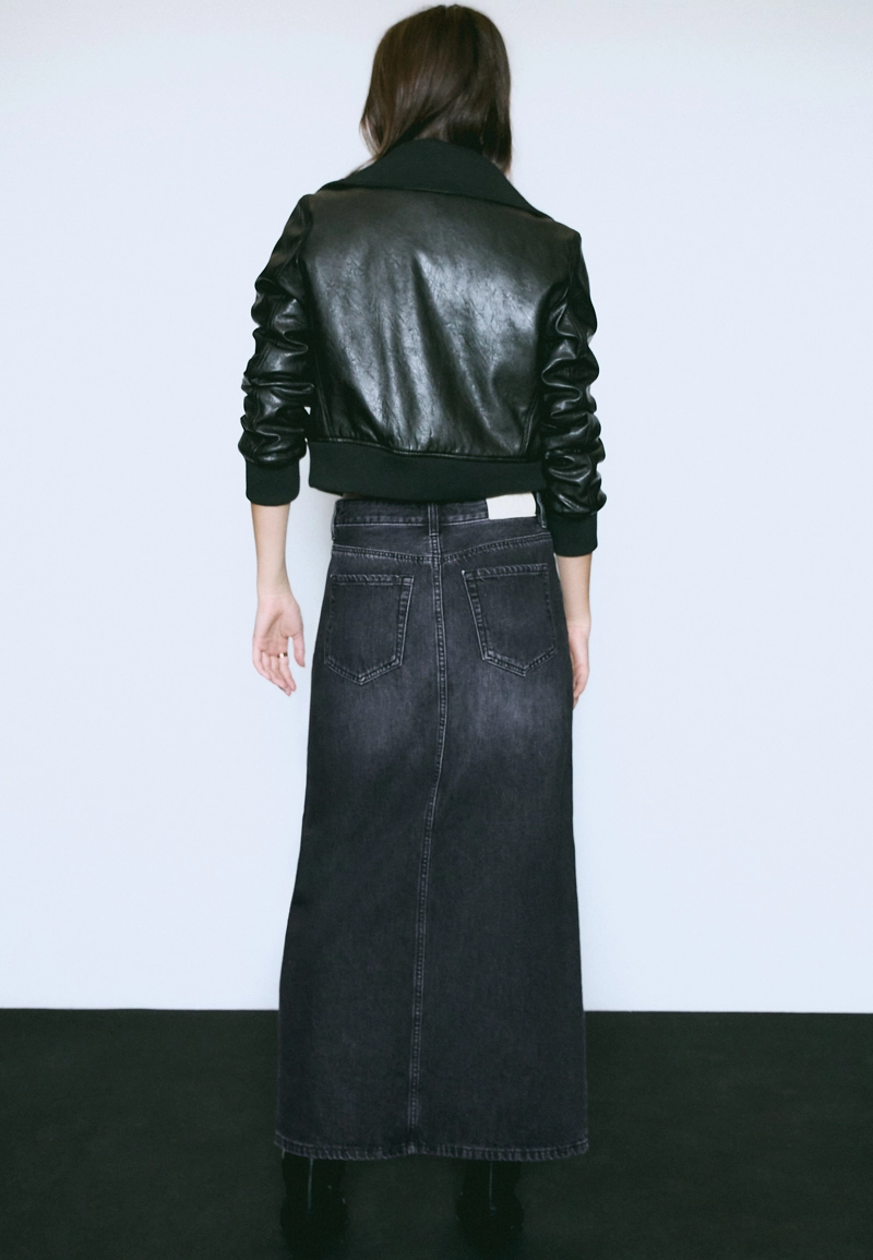 Джинсовая юбка миди