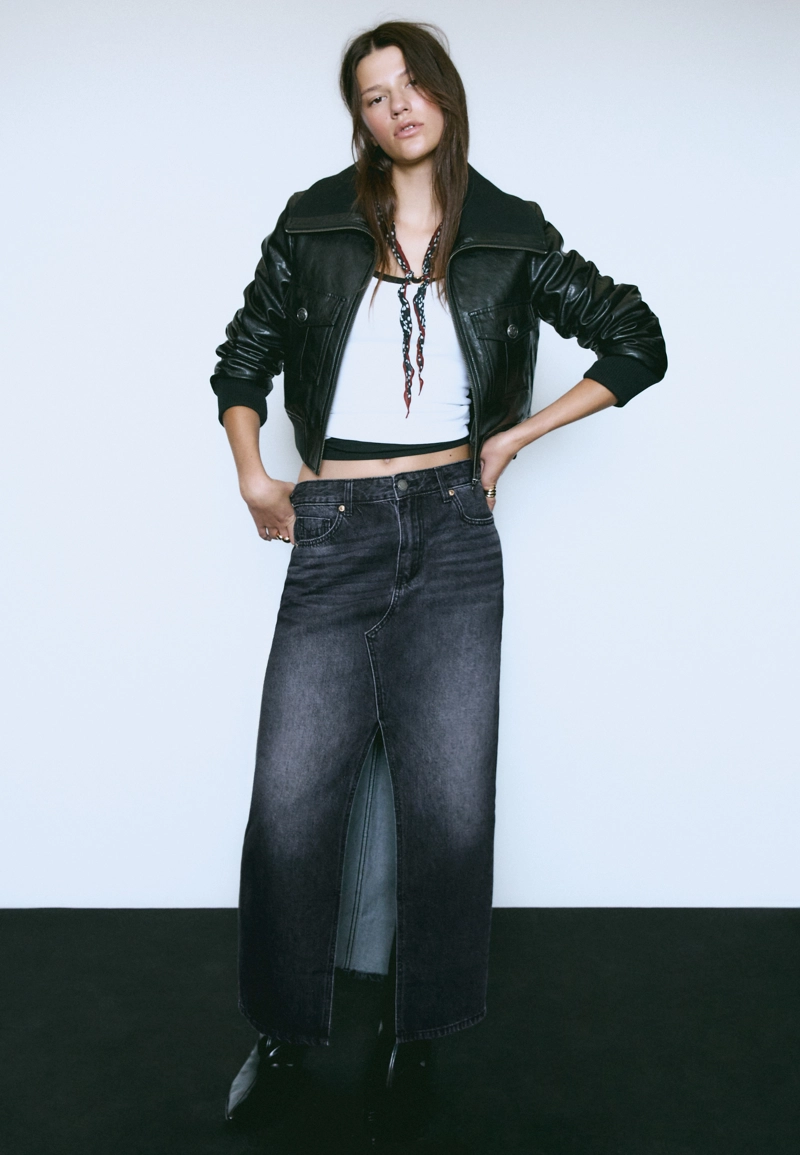 Джинсовая юбка миди