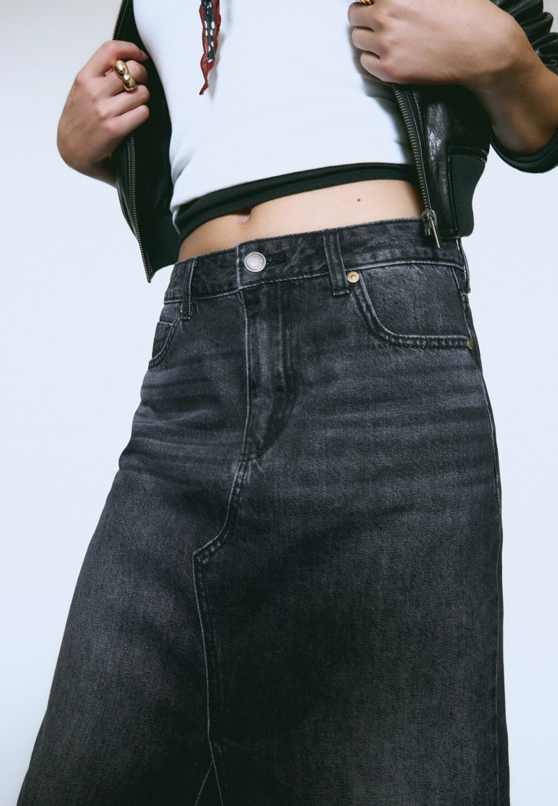 Джинсовая юбка миди