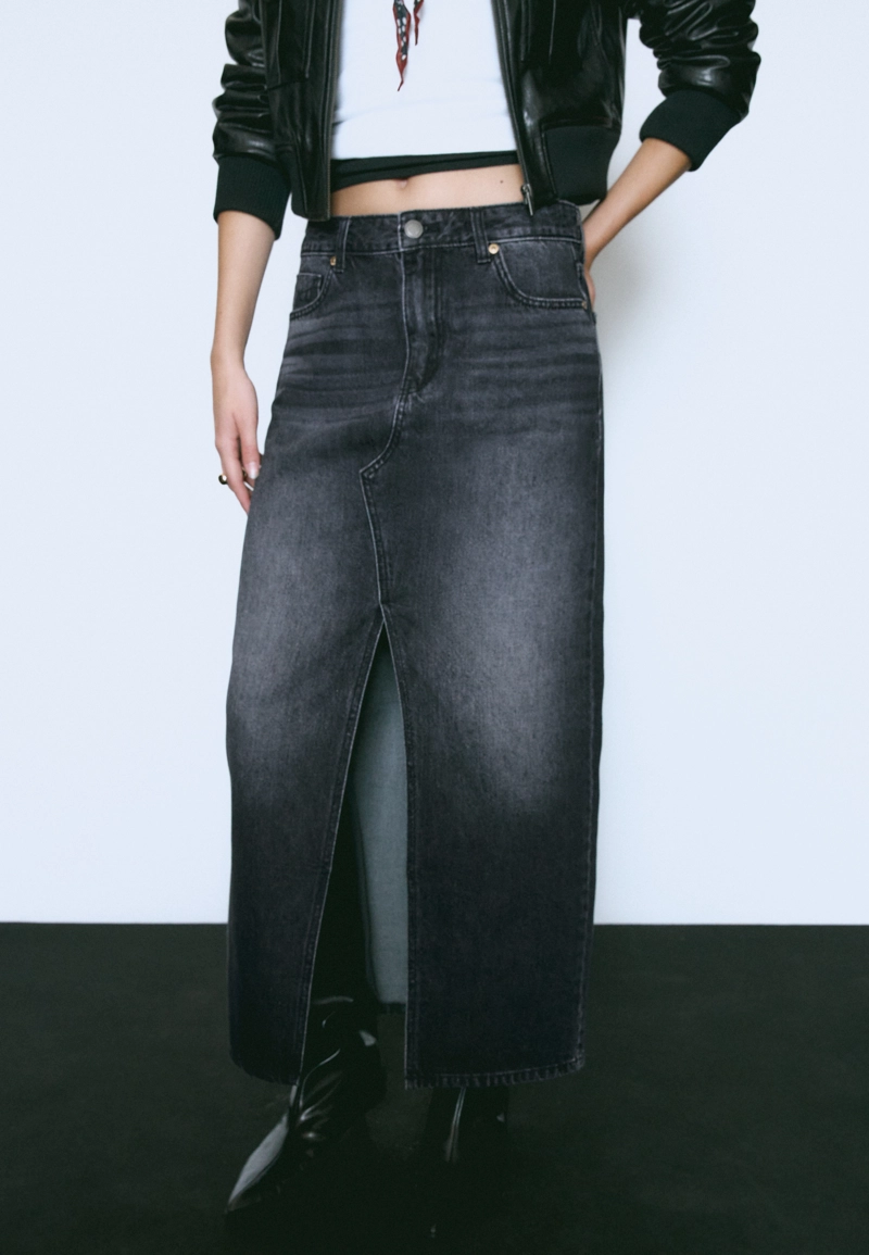 Джинсовая юбка миди