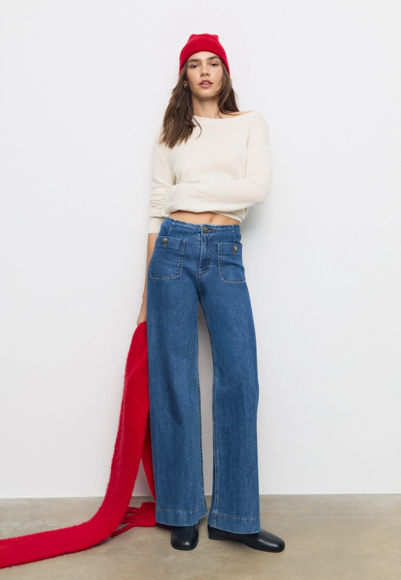 Джинсы D77 в минималистичном стиле с карманами