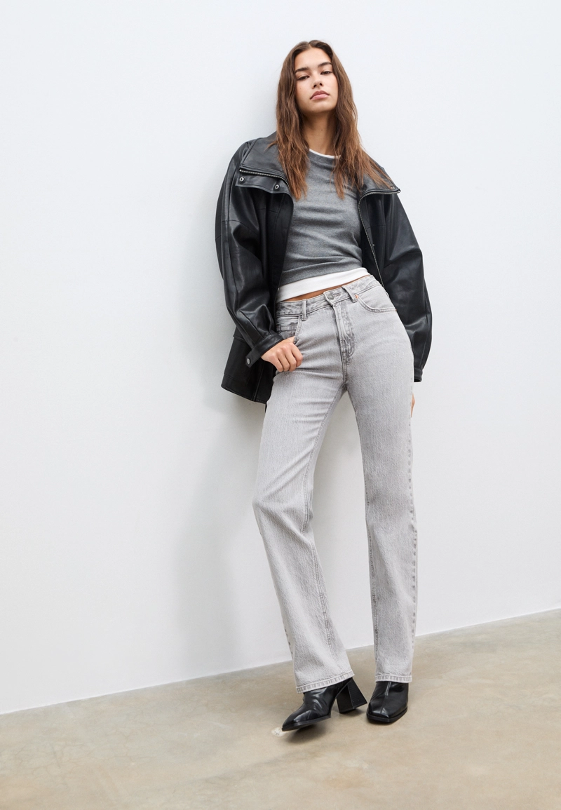 Джинсы прямого кроя D98 с эффектом винтажа