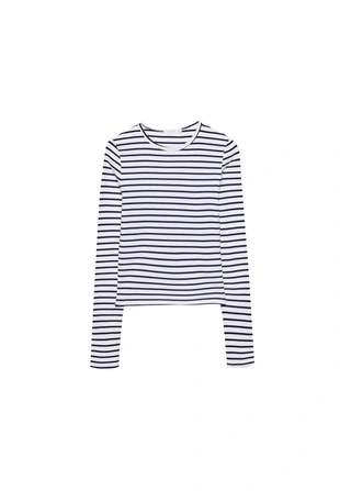 Базовая хлопковая футболка в полоску с длинными рукавами- Заказать в России