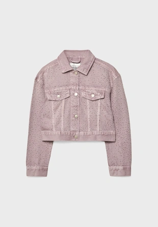 Джинсовая куртка с блестящей отделкой- Заказать в России