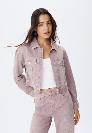 Джинсовая куртка с блестящей отделкой- Заказать в России