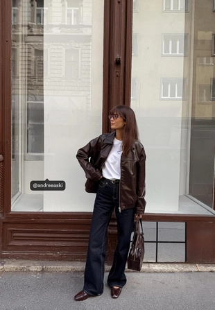 Куртка оверсайз из искусственной кожи- Заказать в России