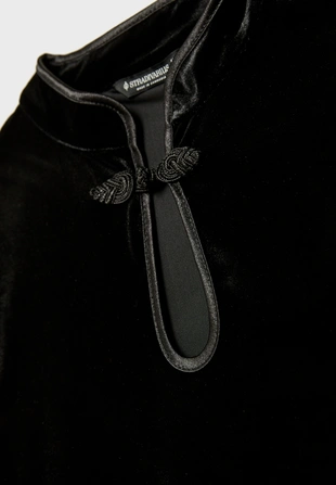 Бархатная футболка с воротником-стойкой ципао- Заказать в России