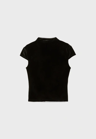 Бархатная футболка с воротником-стойкой ципао- Заказать в России