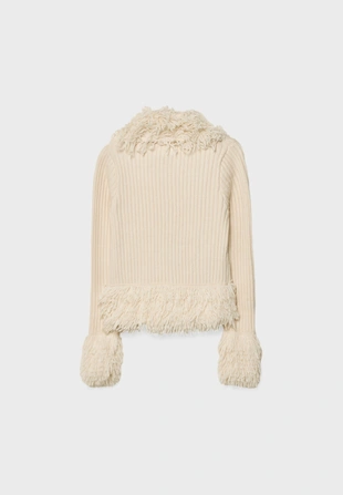 Вязаный жакет с искусственным мехом и завязками- Заказать в России