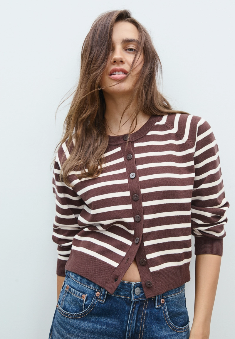 Трикотажный жакет на пуговицах с рукавами реглан