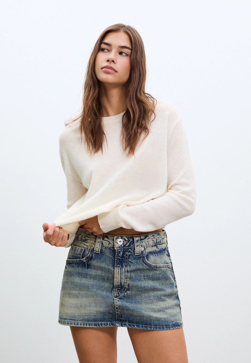 D62 Джинсовая юбка-шорты