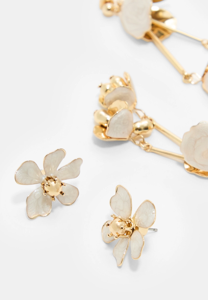 Набор из 2 пар сережек с цветами