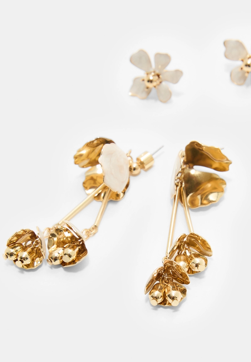 Набор из 2 пар сережек с цветами