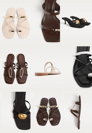 Плоские сандалии с металлической деталью- Заказать в России