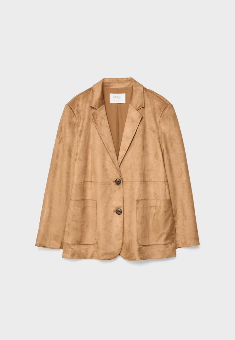 Пиджак с карманами из искусственной замши