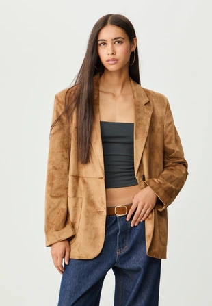 Пиджак с карманами из искусственной замши- Заказать в России