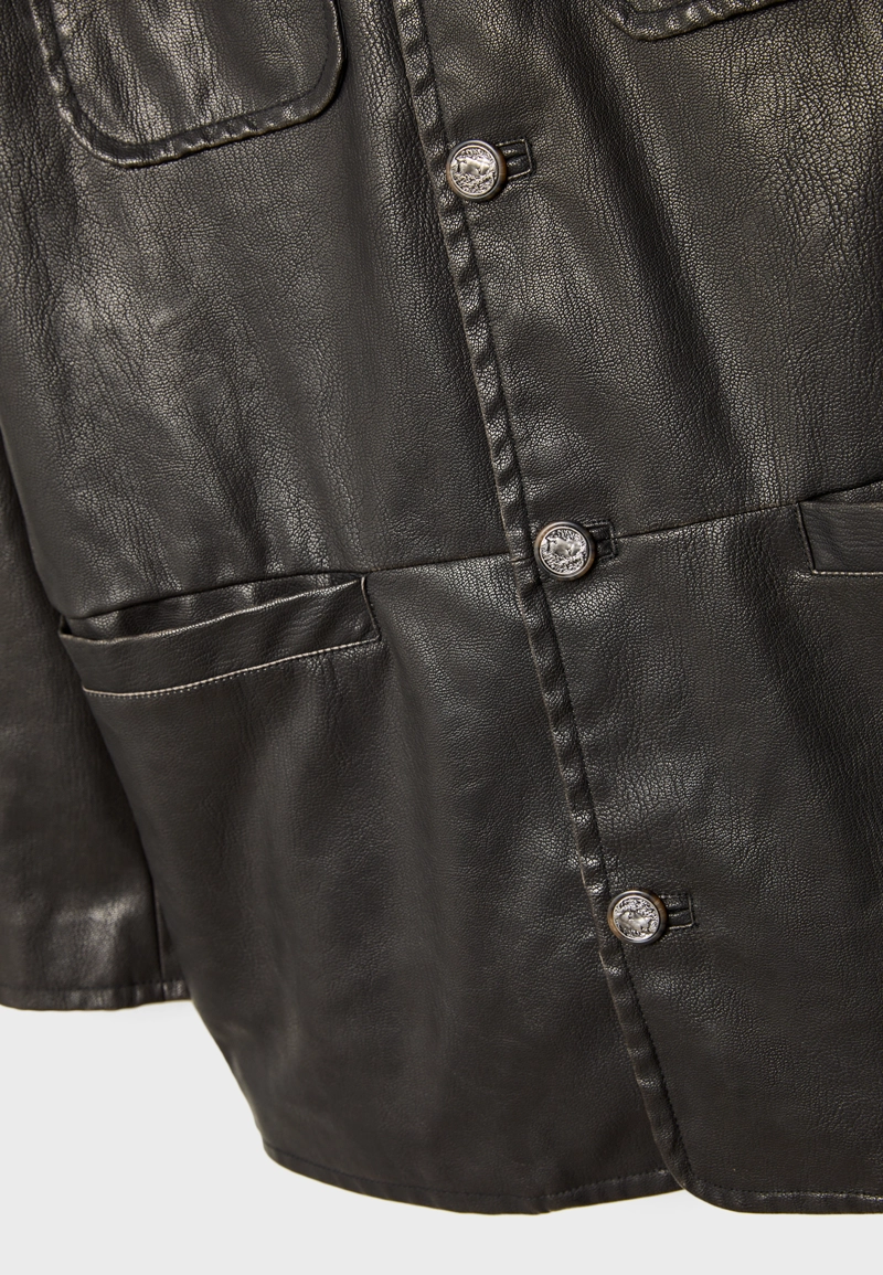 Пиджак из искусственной кожи с пуговицами