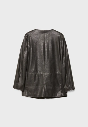 Пиджак из искусственной кожи с пуговицами- Заказать в России