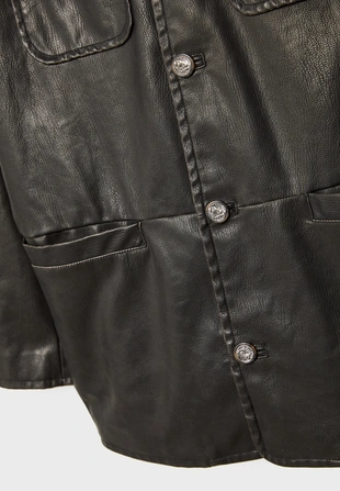 Пиджак из искусственной кожи с пуговицами- Заказать в России