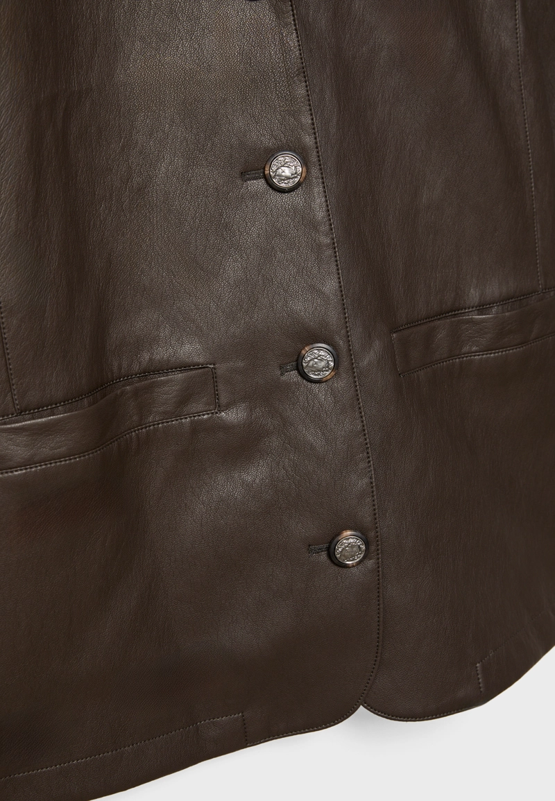 Пиджак оверсайз из искусственной кожи