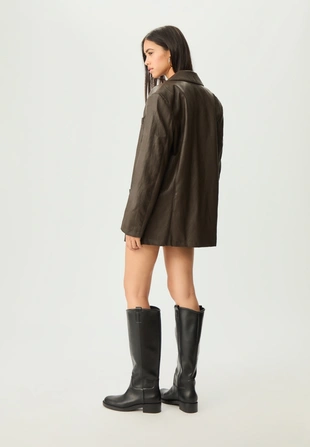 Пиджак оверсайз из искусственной кожи- Заказать в России