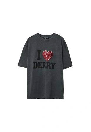 Футболка оверсайз дерри с эффектом потертости- Заказать в России