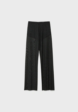 LOOSEFITTING TROUSERS WITH RHINESTONES- Заказать в России