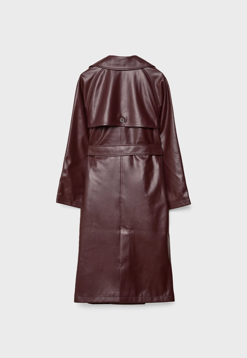 Длинный тренч из искусственной кожи