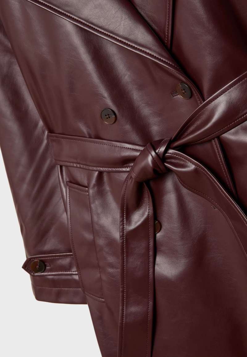 Длинный тренч из искусственной кожи