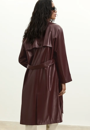 Длинный тренч из искусственной кожи- Заказать в России