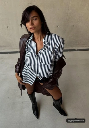 Длинный тренч из искусственной кожи- Заказать в России