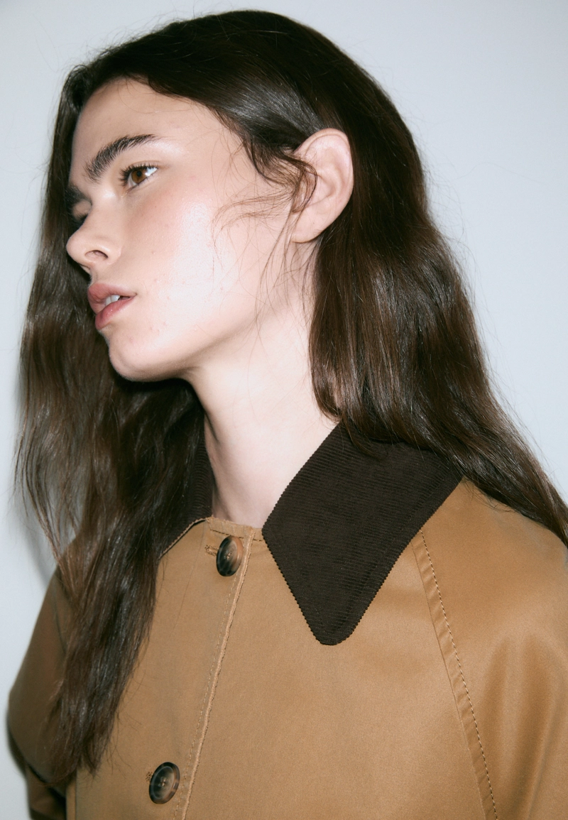 Укороченный тренч с вощеным покрытием и поясом