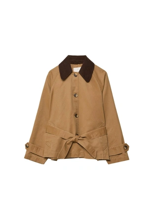 Укороченный тренч с вощеным покрытием и поясом- Заказать в России