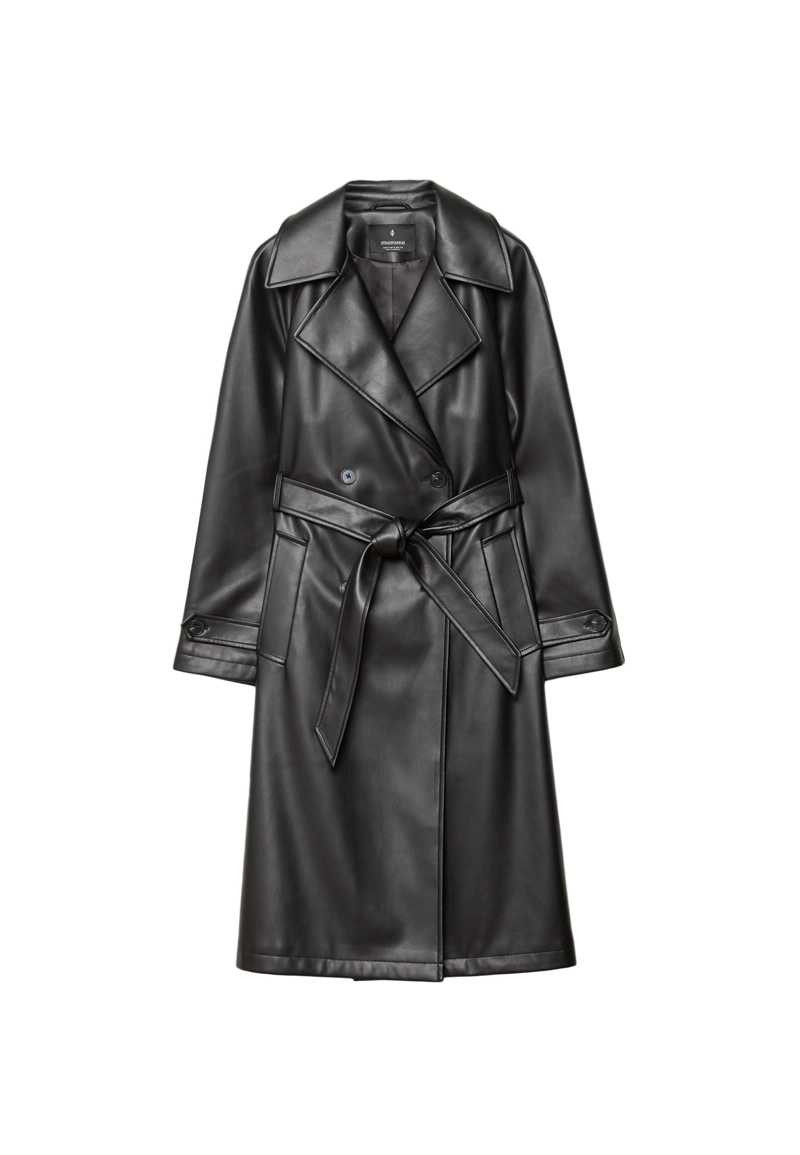 Длинный тренч из искусственной кожи